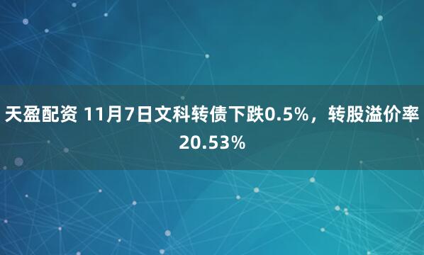 天盈配资 11月7日文科转债下跌0.5%，转股溢价率20.53%